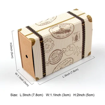 OurWarm 10ks Cestování Téma Svatební Laskavost Box Kraft Papír Mini Kufr Cukroví Boxy pro Výročí, Narozeniny, Baby Sprcha Dárkové Krabičce