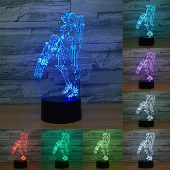 Overwatch stvořitel světa 3D Stolní Lampa 7Color Mění 3D noční Světlo Model Charakter Iluze Bulbing Lampa s Dotykovým butoon Usb Led