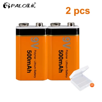 PALO 9v nabíjecí baterie 500MAH Lithium nabíjecí baterie 9v 6f22 baterie dobíjecí pro Mrophone 9v Baterie