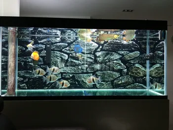 Pan Tank 3D Efekt Akvarijní Pozadí Plakát HD Rock Kámen, PVC Akvárium Krajina Obrázek Pozadí Dekorace