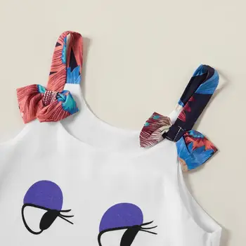 PatPat 2020 Nové Letní 2-dílný Módní Kreslený Tisk Tank a Květinové Šortky Set Dětské Dívky Soupravy Kombinézy Krátký Rukáv T-shirt Oblečení