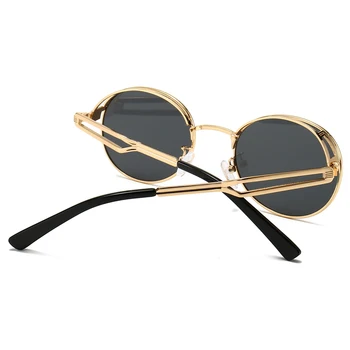 Peekaboo mužské punkové retro kulaté sluneční brýle muži kovový rám ženy, sluneční brýle uv400 oval letní zlatá černá dropshipping