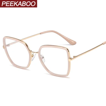 Peekaboo tr90 módní velké brýle cat eye metrů čiré čočky pink žena, brýle na předpis, kov, zlato, dárek pro dámy