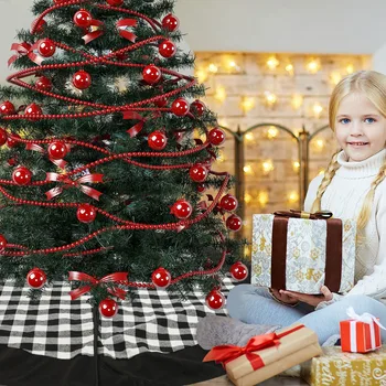 Penn Vánoční strom sukně 120 cm Vánoční strom noha koberec černé a bílé kostkované koberec sukně pod strom dekorace domů