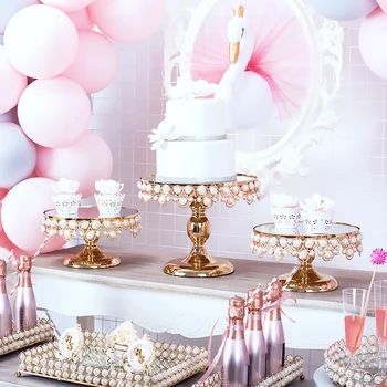 Perla, zlaté zrcadlo cupcake stojan na svatební dort stolní dekorace dort nástroje, 4-5ks
