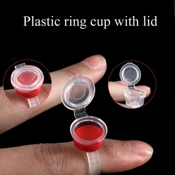Permanentní Make-up Dodává Prsten Inkoust Cup Profesionální Microblading Příslušenství Jednorázové Tetování Inkoust Cup Držák pro Pigment 50ks
