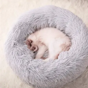 Pet Nest Bed Kočky A Psy Kulatý Plyšový Materiál Zimní Praktické Pet Rohože Vhodné Pro Malé A Střední Domácí Zvířata
