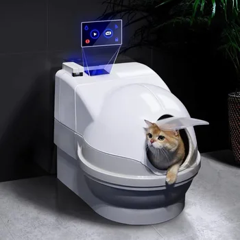 PETCO Automatické Uzavřené Kočičí Podestýlky Box 220V Velké samočistící Písek Toaleta anti-stříkající inteligentní deodorační Kočku wc