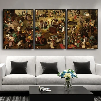 Pieter Bruegel Starší Zdi Obraz, Plakát Tisk Plátno Malba, Kaligrafie Dekor pro Obývací Pokoj Domácí Výzdoba Bezrámové