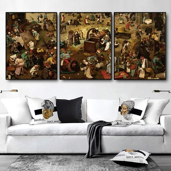 Pieter Bruegel Starší Zdi Obraz, Plakát Tisk Plátno Malba, Kaligrafie Dekor pro Obývací Pokoj Domácí Výzdoba Bezrámové