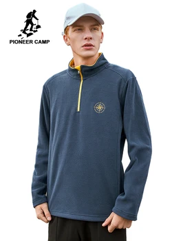 Pioneer Tábor Pánské Bundy Teplý Fleece Sportwear Mandarin Límec Plná Barva Černá, Šedé Mikiny s kapucí Kabát pánská AJK908380