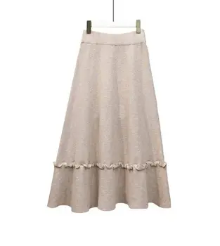Pletené sukně, half-délka sukně, dámské podzimní a zimní high pasem dlouhá sukně, zahuštěný polovině délky vlny sukně