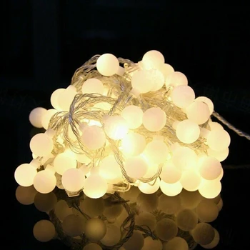Plug Powered Teplá Bílá VEDL Míč String Světla Krytý Venkovní Víla Lampa 10/20/30 M Volitelné Svatební Výzdoba
