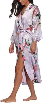 Plus Velikost XXXL Čínské Ženy Dlouhé šaty, Tisk Květina, Páv Kimono Župan Šaty Nevěsta Družička Svatební šaty Sexy oblečení na Spaní