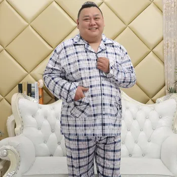 Plus Velikosti 5XL bavlna pyžamo pánské Letní Vzduch-stabilizuje pokoje Tenké ležérní kostkované pyžamo muži, oblečení na Spaní noční oblečení