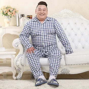 Plus Velikosti 5XL bavlna pyžamo pánské Letní Vzduch-stabilizuje pokoje Tenké ležérní kostkované pyžamo muži, oblečení na Spaní noční oblečení