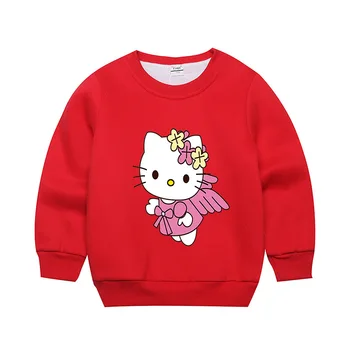 Plyšové polstrované dívky dítě teplý svetr na podzim a v zimě nový kreslený tisk dlouhé rukávy kulatý výstřih bavlněné dětské tričko