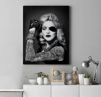 Plátno Obrazy Madony Zdi umělecká Díla Plakát Černá a Bílá Obrázky, Otisky Domova Zpěvák Pro Obývací Pokoj Modulární Žádný Rám