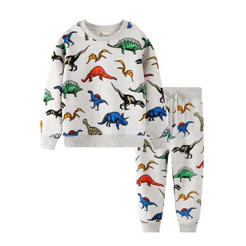 Podzim Zima Chlapci Dlouhý Rukáv Cartoon Dinosaur Bavlna, Chlapec, Děti Oblečení Set Oblečení