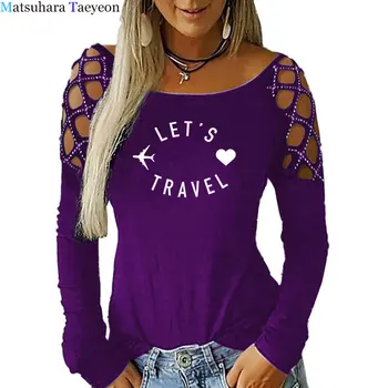 Pojďme Cestovní T-košile 2020 S podzimní Hip Hop Ženy T košile Bavlna Casual Vtipné Trička Dárek Dívka Dlouhý Rukáv Dámské Oblečení