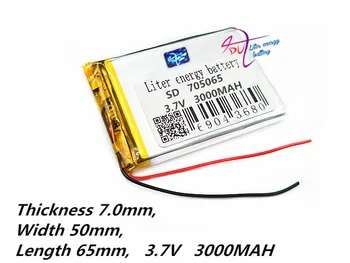 Polymer lithium baterie 705065 3.7 V 3000MAH mobilní napájení, Tablet PC, GPS navigace