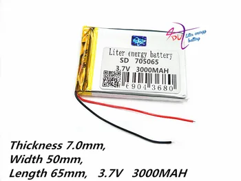Polymer lithium baterie 705065 3.7 V 3000MAH mobilní napájení, Tablet PC, GPS navigace