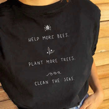 Pomozte Včely 90 Estetické Grafické T Košile Harajuku Plus Velikost Ženy Rostliny Více Stromů, Bílý Top O-neck Bavlna Trička Tričko