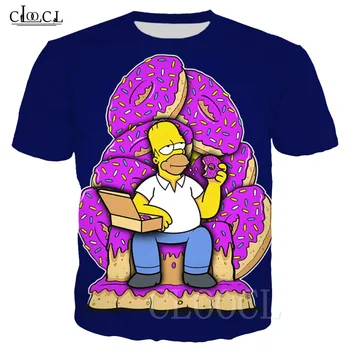 Populární Homer Simpson T Košile Ženy Muži Ležérní Trička Topy Legrační Simpsons Koblihy 3D Tisku Černé T-shirt Letní Módní Mikina