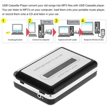 POPÍCHNUTÍ Přenosný Kazetový Přehrávač Přenosný Přehrávač Zachycuje Kazetový Magnetofon přes USB Kompatibilní s notebooky a PC převést t