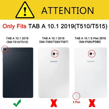 Pouzdro pro Samsung Galaxy Tab 2019 SM-T510 SM-T515 T510 T515 Inteligentní Stojan Kryt pro Taby 10.1 2019 slot pro Kartu tablet pouzdro+fólie+pero