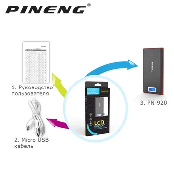 Power Bank PINENG PN 920 20000mAh Power Mobilní Telefon Baterie Nabíječka s Duální USB LCD Baterku, Externí Nabíječku Baterií