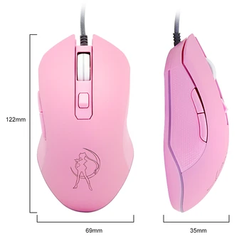 Počítač Herní Myš Optická Drátová Ergonomický Mause S USB Kabel Barevný Podsvícený PC Office Hráč Růžové Myši Pro Dívky Notebooku