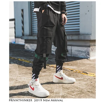Privathinker Muži Hip Hop Opasek Cargo Kalhoty 2020 Muž Patchwork Kombinézy Japonské Streetwear Běžce Kalhoty Pánské Značkové Kalhoty Harém