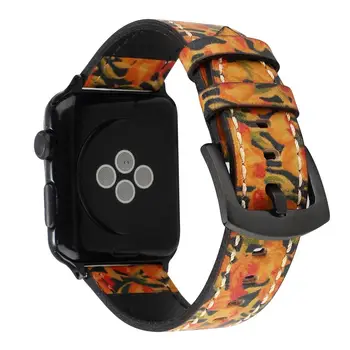 Pro Apple Watch Série 6 SE 5 4 3 Pravé Kůže Kapela Květinové iwatch Popruh náramkové Hodinky Correa 38 mm 40 mm 42 mm 44 mm.