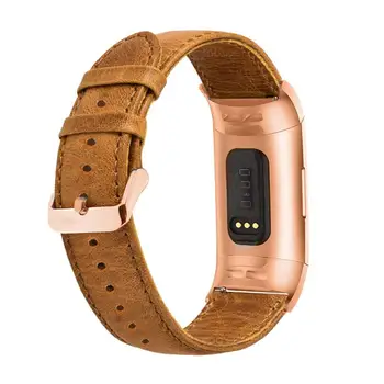 Pro Fitbit Charge 3 Pravé Kůže Kapela Popruh Náramek Růžové Zlato Adaptér Sponu pro Fitbit Charge 3 /Poplatek 3 SE