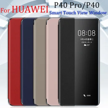 Pro Huawei P40 Pro Flip Pouzdro pro Huawei P40 P30 Pro Smart Touch View Jasné Okno PU Kůže Flip, Nárazuvzdorné Pouzdro Funda