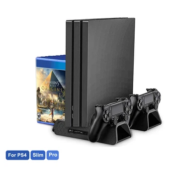 Pro PS4/PS4 Slim/Pro PS4 Vertikální Stojan s Ventilátorem Dual Controller Charger Nabíjecí Stanice Pro SONY Playstation 4 Chladiče