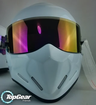 Pro Topgear STIG Přilba / TG Fanoušky je Sběratelské / jako SIMPSON Prase / Bílá moto Helma s Barevným Kšiltem, Top Gear