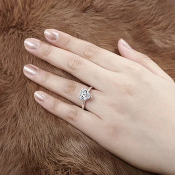 Prsteny pro ženy, Originální 925 Stříbro 4 ct Srdce ve tvaru kruhu 5A CZ Prsteny pro Ženy Výročí Svatby QYI Šperky
