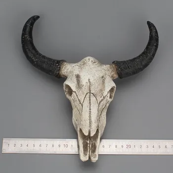 Pryskyřice Longhorn Lebky Zavěšení na Zeď Dekorace 3D Kráva, Divoký vůl Zvíře volně žijících Živočichů Sochy Figurky Řemesla Rohy pro Domácí Dekor