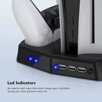 PS5 Vertikální Chladicí Ventilátor Stojan Digitální Vydání 3 Port Rozbočovače Dual Controller Nabíjecí Stanice Nabíječka pro PS5