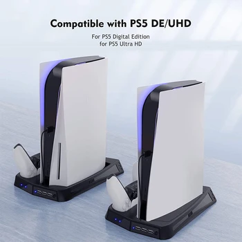 PS5 Vertikální Chladicí Ventilátor Stojan Digitální Vydání 3 Port Rozbočovače Dual Controller Nabíjecí Stanice Nabíječka pro PS5