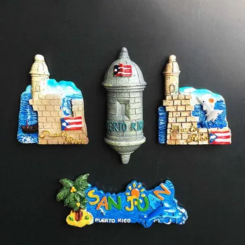 Puerto Rico 3D Kreativní Magnetická Lednička Samolepky San Juan Tour Pamětní Malované Dekorativní Řemesla Lednice Magnet Dekor