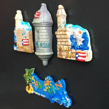 Puerto Rico 3D Kreativní Magnetická Lednička Samolepky San Juan Tour Pamětní Malované Dekorativní Řemesla Lednice Magnet Dekor