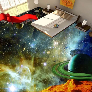 PVC Samolepící Podlahové Nástěnné Tapety Moderní Vesmíru Star Sky 3D Dlažba Nálepka Děti Ložnice Kuchyň Vodotěsné Fresky