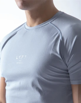 Pánská ležérní tričko krátký rukáv bavlna tištěné fitness sportovní T-shirt muži ' s gym kulturistika školení top tee letní oblečení