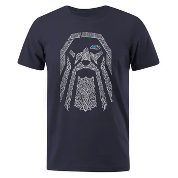 Pánská Trička Vikingů Odina Muži Letní Bavlněná Trička Krátký Rukáv Topy Otec Dar O Krk Retro Mužské T-Shirt O Krk Plus Velikost 3XL