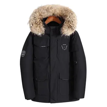 Pánské dolů bavlna-polstrovaný bunda pánské husa dlouhé módní pohledný nástrojové zimní kabát pár oblečení