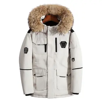 Pánské dolů bavlna-polstrovaný bunda pánské husa dlouhé módní pohledný nástrojové zimní kabát pár oblečení