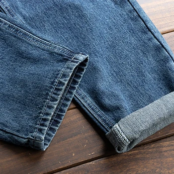 Pánské klasické velké kapsy modrá denim bib kombinézy Volné ležérní rovné džíny Cargo kalhoty Kombinézy